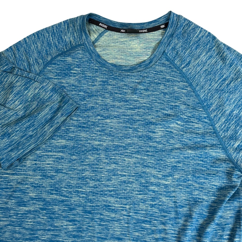 Rhone Reign Tech Tee Short Sleeve Training Shirt Blue Space Dye Heather Mens M‎